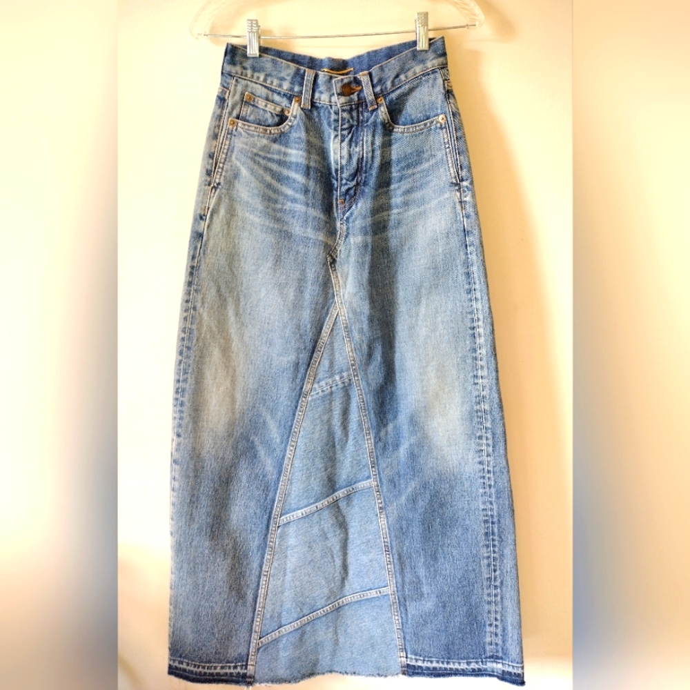 NEW AUTHENTIC Yves Saint Laurent Long Denim Skirt